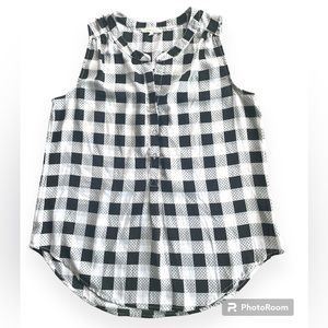 41 Hawthorn - Sleeveless Black and White Gingham Style Blouse - Size Medium